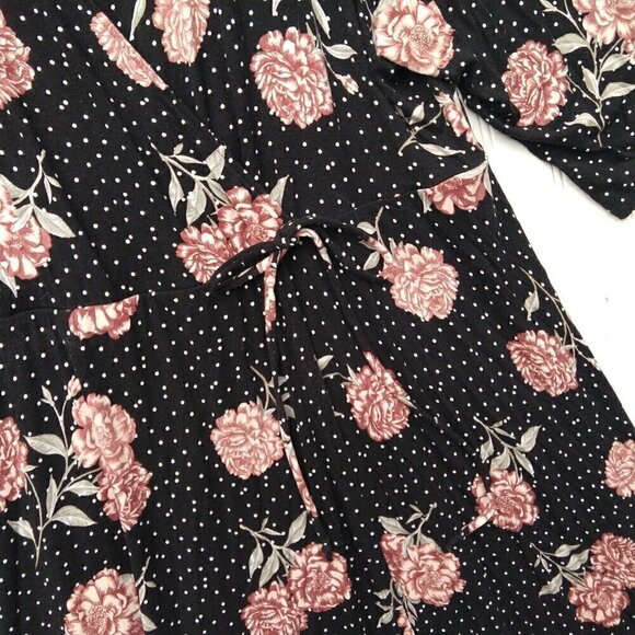 Torrid Mini Jersey Wrap Dress Plus Size 3X Black Polka Dot Floral Print Stretch - Picture 9 of 13